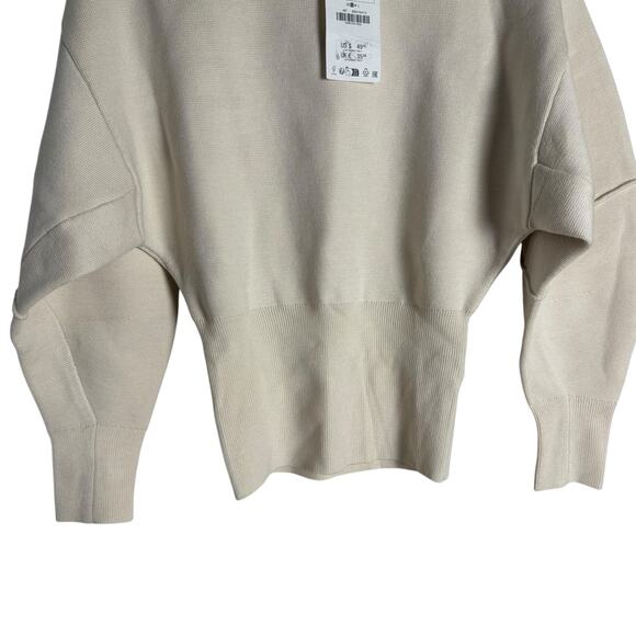 Zara Cream Crewneck Cinched Waist Pullover Sweatshirt Size Small - Picture 7 of 10